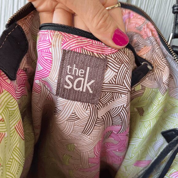 The Sak Palermo Top Grain Black Leather Shoulder Bag Tote Medium - Picture 9 of 11